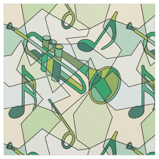 Trumpet Music Note Fragments Fabric