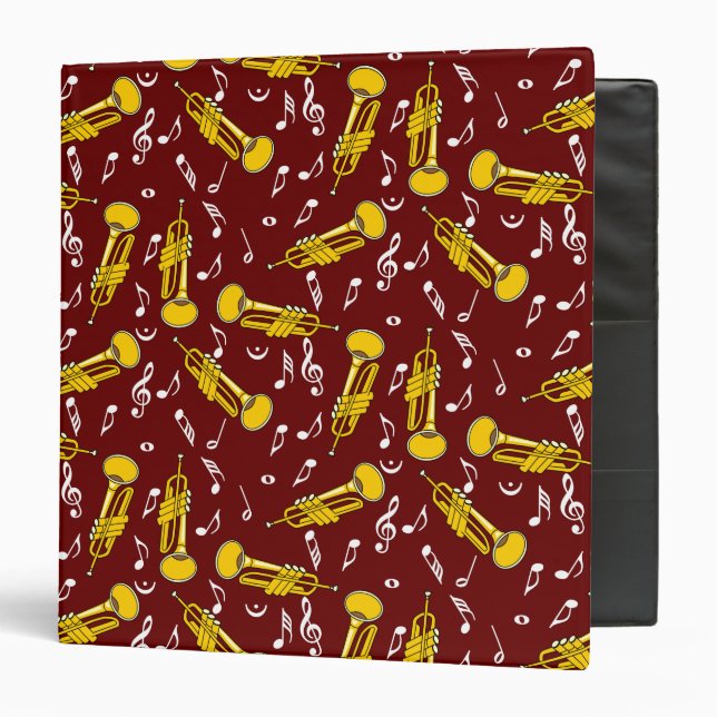 Trumpet Music Notes Pattern 3 Ring Binder (Front/Inside)