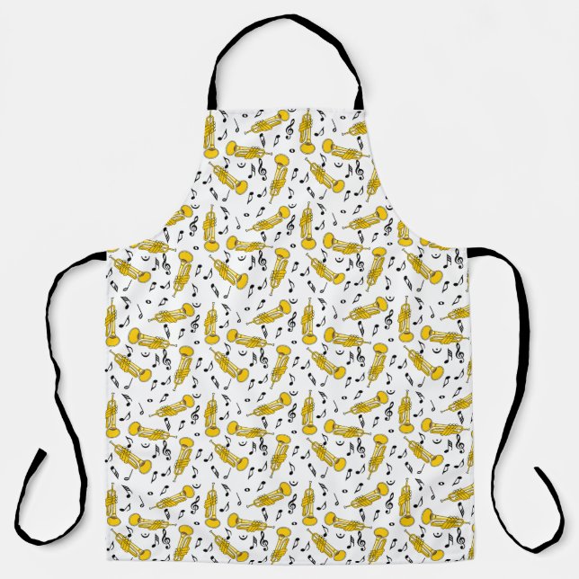Trumpet Music Notes Pattern Apron (Front)