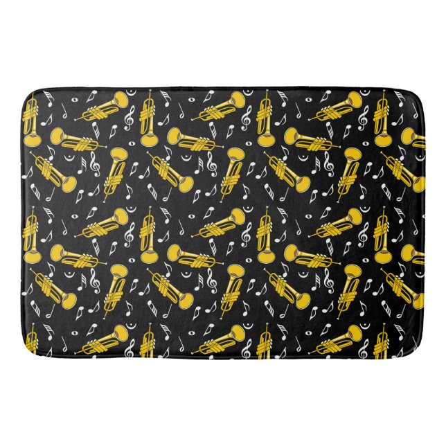 Trumpet Music Notes Pattern Bath Mat (Front)