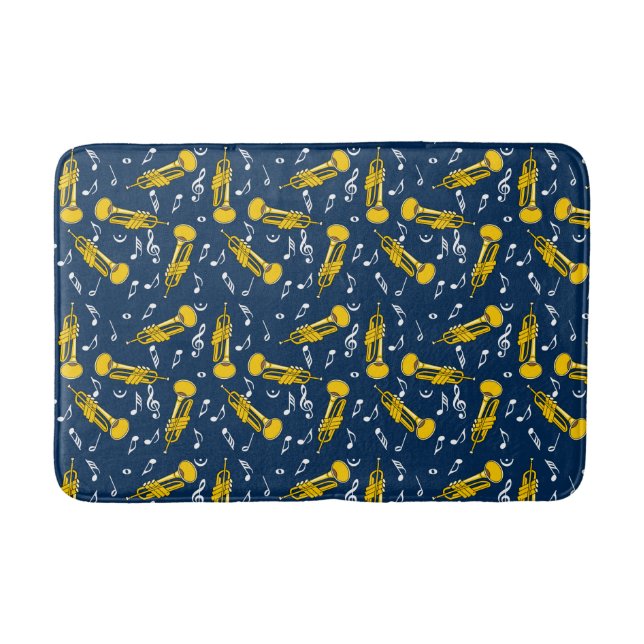Trumpet Music Notes Pattern Bath Mat (Front)