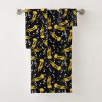 Trumpet Music Notes Pattern Bath Towel Set