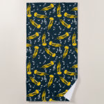 Trumpet Music Notes Pattern Beach Towel