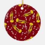 Trumpet Music Notes Pattern Ceramic Ornament