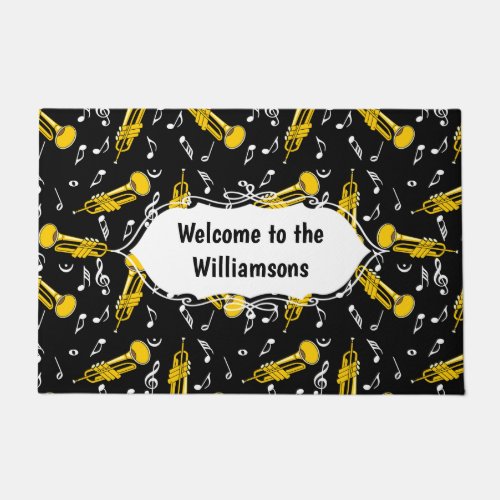 Trumpet Music Notes Pattern Doormat