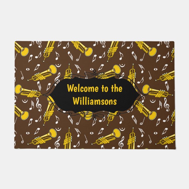 Trumpet Music Notes Pattern Doormat (Front)