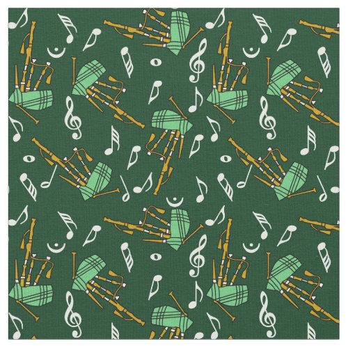 Trumpet Music Notes Pattern Fabric