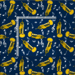 Trumpet Music Notes Pattern Fabric