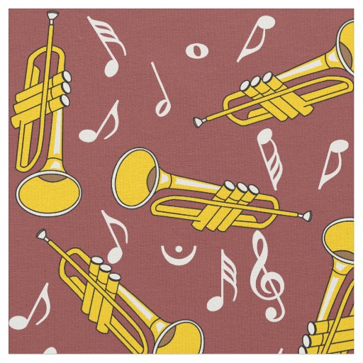 Trumpet Music Notes Pattern Fabric
