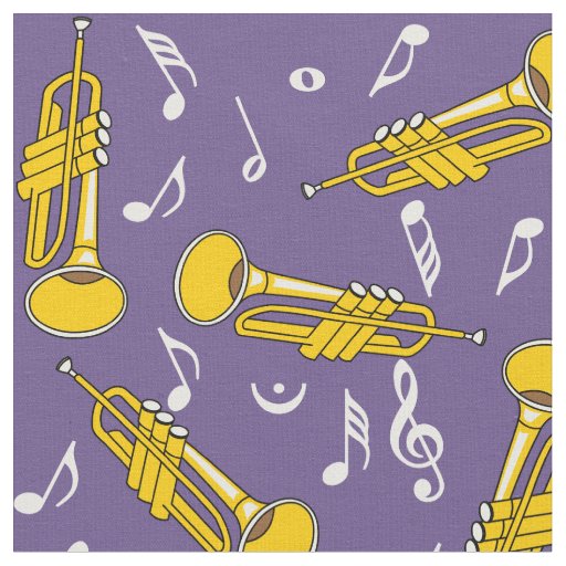 Trumpet Music Notes Pattern Fabric