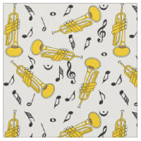 Trumpet Music Notes Pattern Fabric