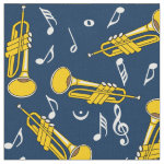 Trumpet Music Notes Pattern Fabric