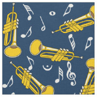 Trumpet Music Notes Pattern Fabric