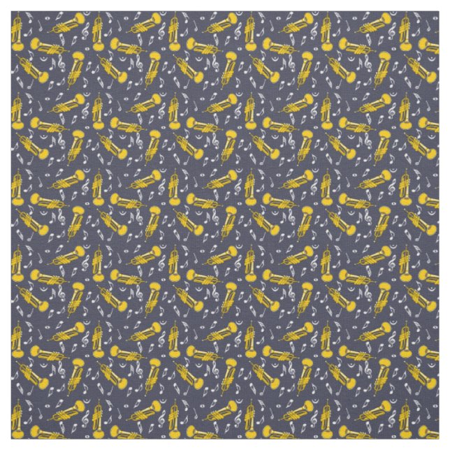 Trumpet Music Notes Pattern Fabric (Swatch)