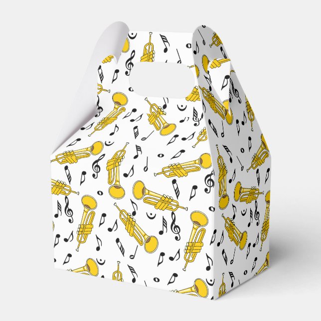 Trumpet Music Notes Pattern Favor Boxes (Front Side)