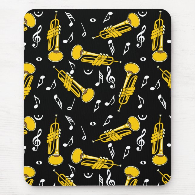 Trumpet Music Notes Pattern Mouse Pad (Front)