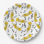 Trumpet Music Notes Pattern Paper Plate