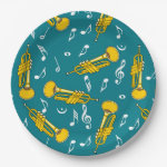 Trumpet Music Notes Pattern Paper Plate