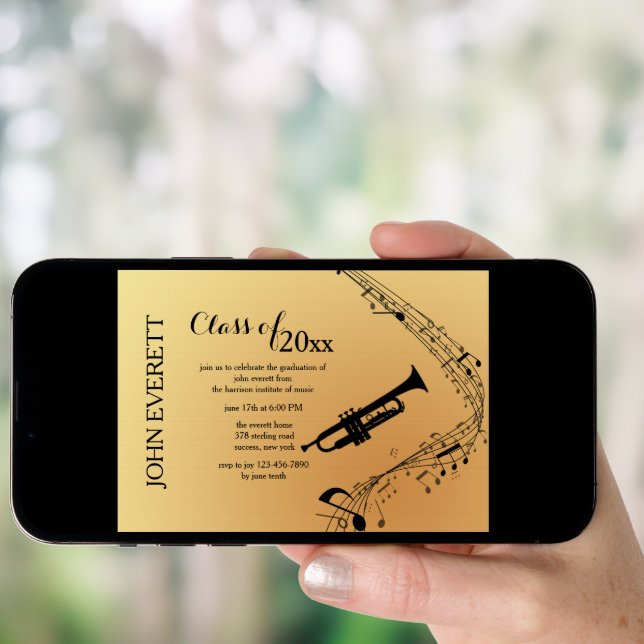 Trumpet Musical Instrument Invitation (Front Digital)