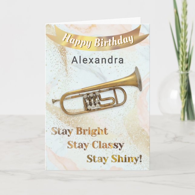 Trumpet Musical Instrument Personalized Birthday Card (Front)