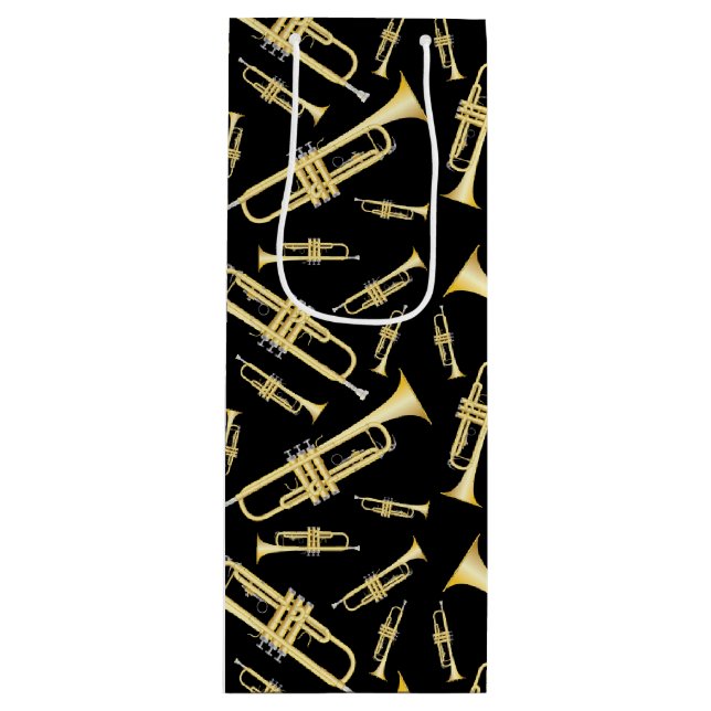 Trumpet Musician Band Teacher Wine Gift Bag (Front)