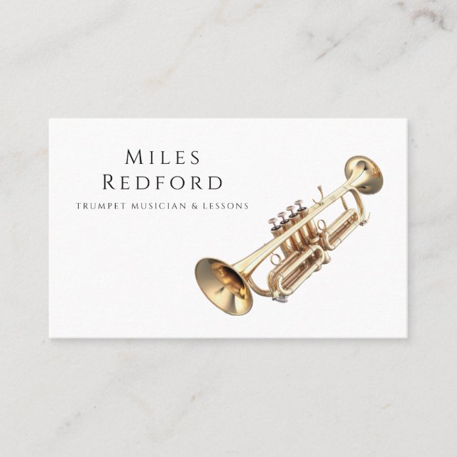 Trumpet Musician Music Teacher Business Card (Front)