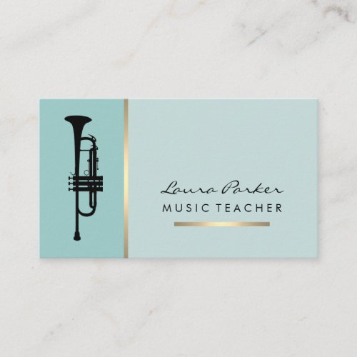 Trumpet Musician Music Teacher Instrument Gold Bus Business Card