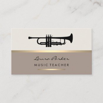Trumpet Musician Music Teacher Instrument Gold Business Card by tsrao100 at Zazzle