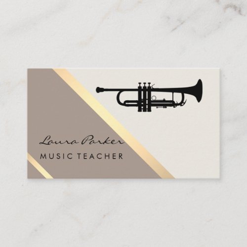 Trumpet Musician Music Teacher Retro Gold Business Card