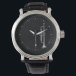 Trumpet Musician Watch<br><div class="desc">This makes for a perfect music gift for any trumpet player,  from the marching band to the jazz band. Show your band geek side with this trumpet design.</div>