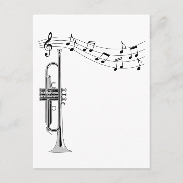 Trumpet Musician With Music Notes (Front)