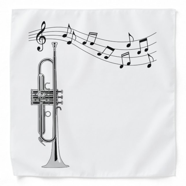 Trumpet Musician With Music Notes Bandana (Front)