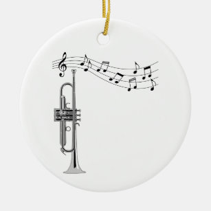 Trumpet Musician With Music Notes Ceramic Ornament