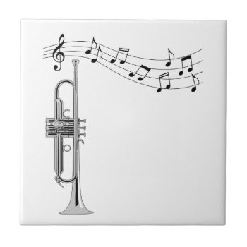 Trumpet Musician With Music Notes Ceramic Tile by packratgraphics at Zazzle