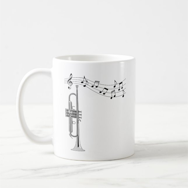 Trumpet Musician With Music Notes Coffee Mug (Left)