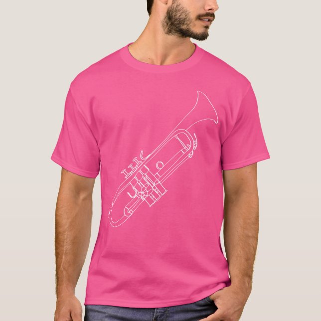 Trumpet Oneline Art Trumpet Brass Instrument Trump T-Shirt (Front)