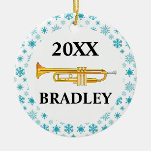 Trumpet Personalized Band Christmas Gift Ceramic Ornament