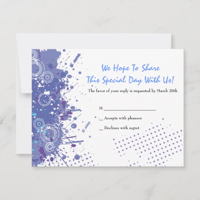 Trumpet & Piano Musical Bar Bat Mitzvah Reply RSVP Card (Front)