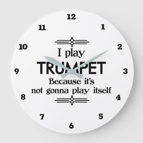 Trumpet _ Play Itself Funny Deco Music Large Clock