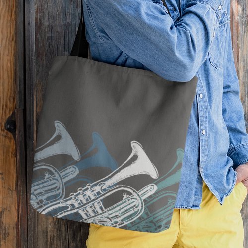 Trumpet Player Band Jazz Musician Blue Tote Bag