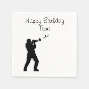 Trumpet Player Custom Birthday Paper Napkins