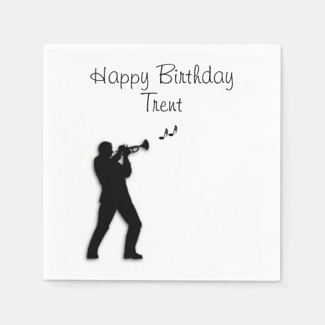 Trumpet Player Custom Birthday Paper Napkins (Front)