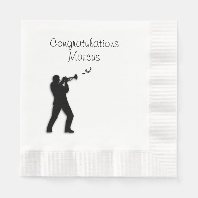 Trumpet Player Custom Congratulations Napkins (Front)