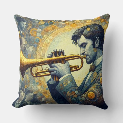 Trumpet player design throw pillow