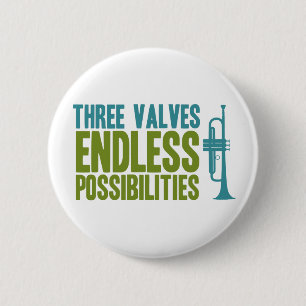 Trumpet Player Gift Three Valves Music Band Button