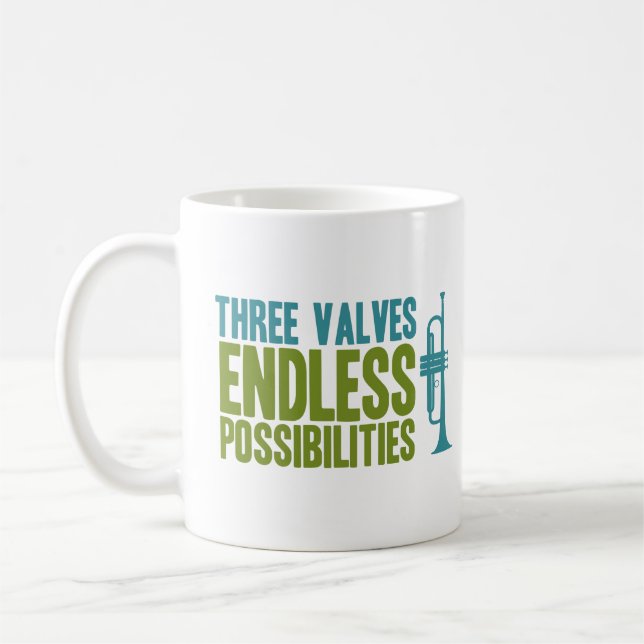 Trumpet Player Gift Three Valves Music Instrument Coffee Mug (Left)