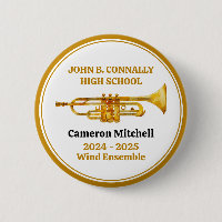 Trumpet Player High School Band Gold Personalized