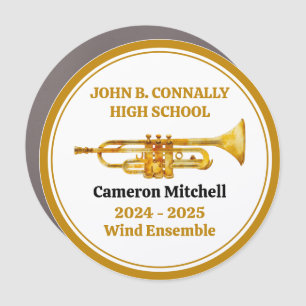 Trumpet Player High School Band Gold Personalized Car Magnet