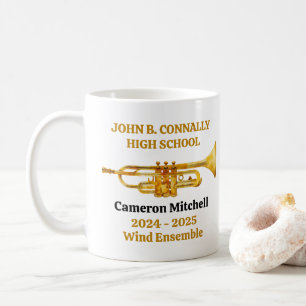Trumpet Player High School Band Gold Personalized Coffee Mug
