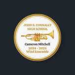 Trumpet Player High School Band Gold Personalized Magnet<br><div class="desc">This modern custom gold high school marching band magnet features the student and band name under the trumpet instrument. Customize for symphonic,  wind ensemble,  or concert band members or their director for a great graduation keepsake gift.</div>
